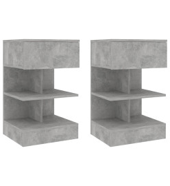 Tables de chevet 2 pcs Gris béton 40x35x65 cm