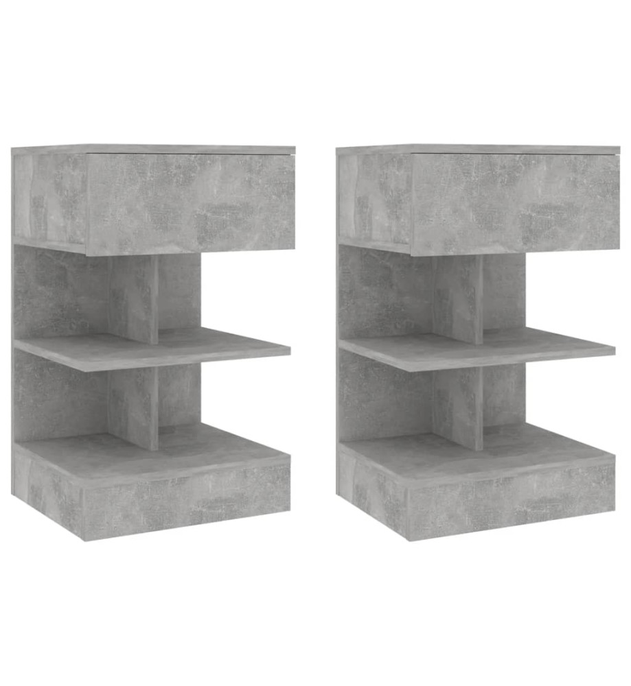 Tables de chevet 2 pcs Gris béton 40x35x65 cm