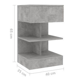 Tables de chevet 2 pcs Gris béton 40x35x65 cm