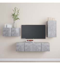 Ensemble de meuble TV 4 pcs Gris béton Aggloméré