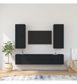 Ensemble de meubles TV 4 pcs Noir Bois d'ingénierie