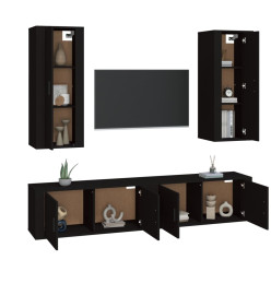 Ensemble de meubles TV 4 pcs Noir Bois d'ingénierie