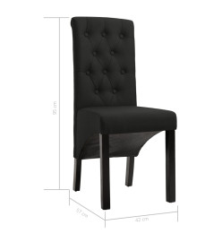 Chaises à manger lot de 6 noir tissu