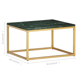 Table basse Vert 60x60x35 cm Pierre véritable et texture marbre