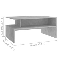 Table basse Gris béton 90x60x42,5 cm Aggloméré