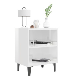 Tables de chevet pieds en métal 2 pcs Blanc brillant 40x30x50cm