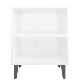 Tables de chevet pieds en métal 2 pcs Blanc brillant 40x30x50cm