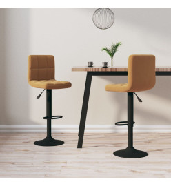 Tabourets de bar lot de 2 marron velours