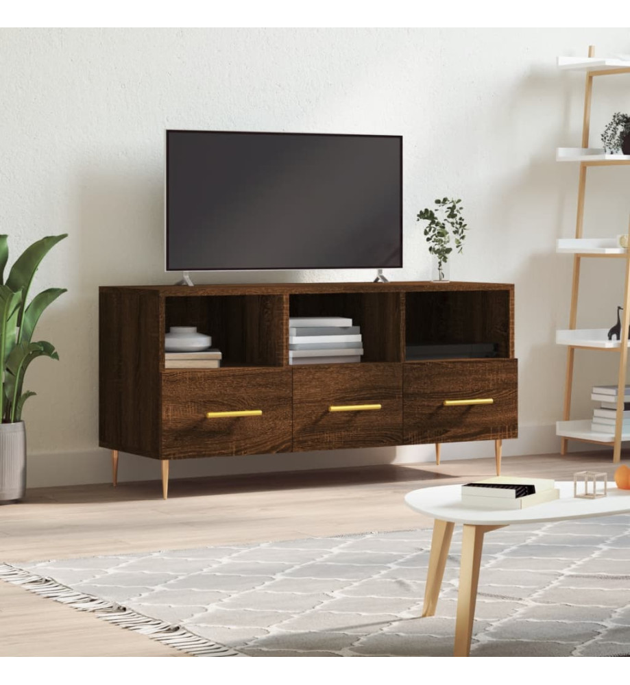 Meuble TV chêne marron 102x36x50 cm bois d'ingénierie