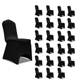 Housses élastiques de chaise Noir 24 pcs