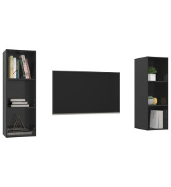 Meubles TV muraux 2 pcs Noir brillant Aggloméré