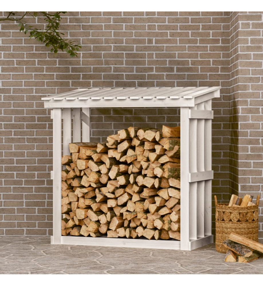 Support pour bois de chauffage Blanc 108x64,5x109cm Bois de pin