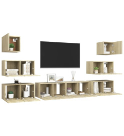 Ensemble de meuble TV 8 pcs Chêne sonoma Aggloméré