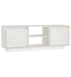 Meuble TV Blanc 110x30x40 cm Bois de pin massif