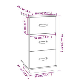 Tables de chevet 2 pcs Noir 40x40x75 cm Bois de pin massif