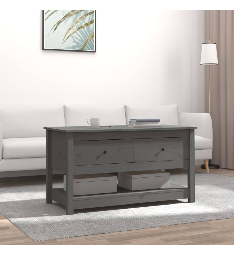 Table basse Gris 102x49x55 cm Bois massif de pin