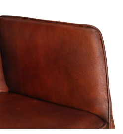 Chaise à bascule avec repose-pied Marron Cuir véritable