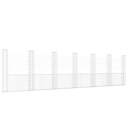 Panier de gabion en forme de U avec 7 poteaux Fer 740x20x200 cm