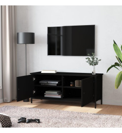 Meuble TV avec portes noir 102x35x45 cm bois d'ingénierie