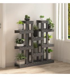 Support à plantes Gris 104,5x25x109,5 cm Bois massif de pin