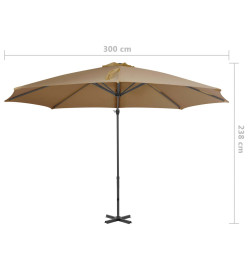 Parasol en porte-à-faux avec poteau en aluminium 300 cm Taupe