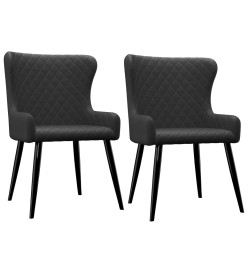 Chaises à manger lot de 2 noir tissu