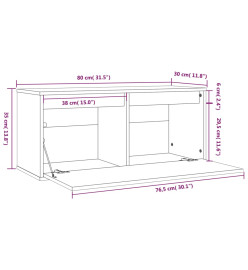 Armoire murale Gris 80x30x35 cm Bois de pin massif