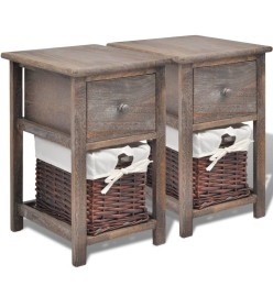 Table de chevet 2 pcs Bois Marron