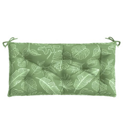 Coussin de banc de jardin motif de feuilles 110x50x7 cm tissu