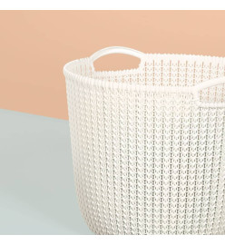 Curver Panier de rangement Knit Rond L 30 L Blanc crème