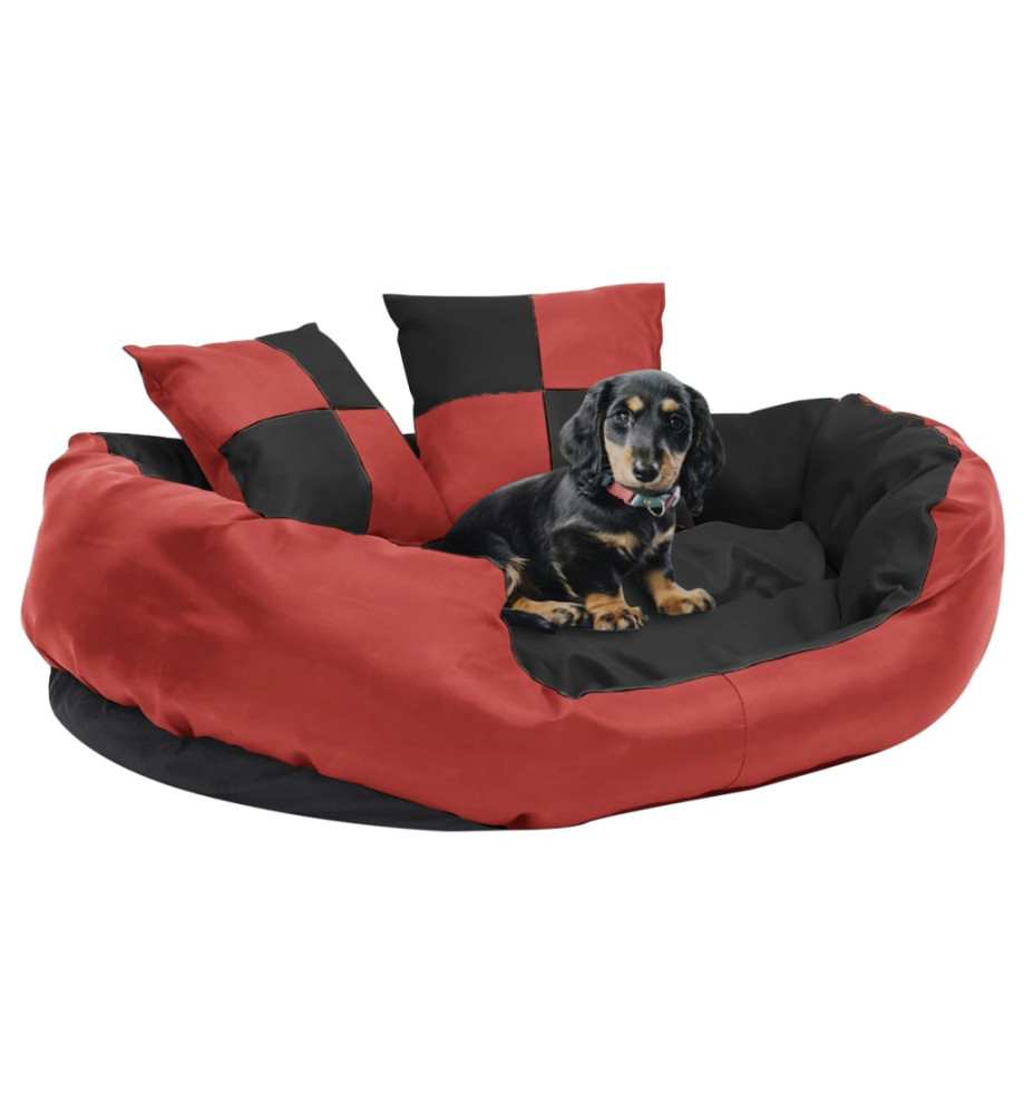 Coussin réversible lavable pour chien Rouge et noir 85x70x20 cm