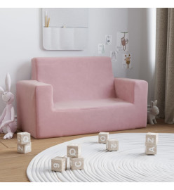 Canapé pour enfants à 2 places Rose Peluche douce