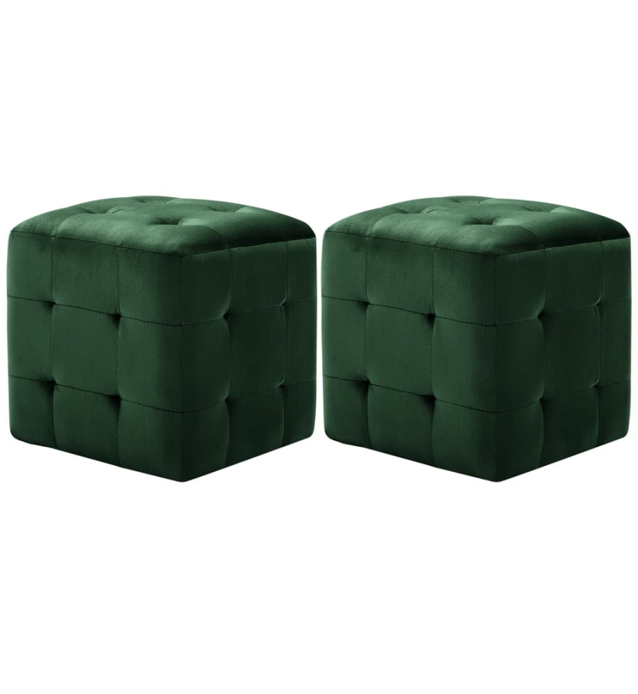 2 pcs Poufs Vert 30 x 30 x 30 cm Tissu velours