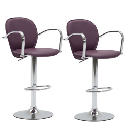 Tabourets de bar avec accoudoir lot de 2 violet similicuir