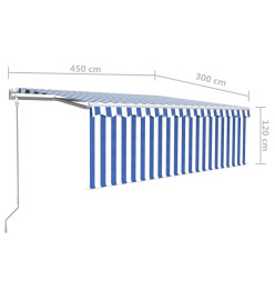 Auvent automatique rétractable avec store 4,5x3 m Bleu et blanc