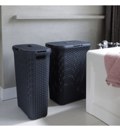 Curver Ensemble de panier à linge et couvercle Style 2x60 L anthracite