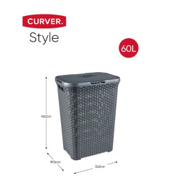 Curver Ensemble de panier à linge et couvercle Style 2x60 L anthracite