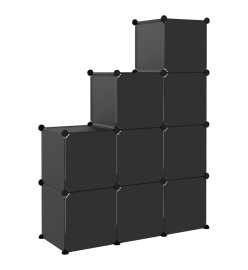 Cubes de rangement 9 pcs Noir PP