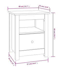 Tables de chevet 2 pcs Gris 40x35x49 cm Bois de pin massif