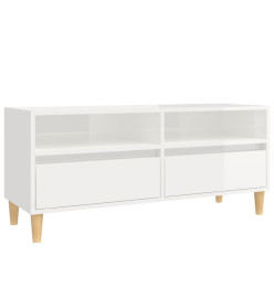 Meuble TV blanc brillant 100x34,5x44,5 cm bois d'ingénierie