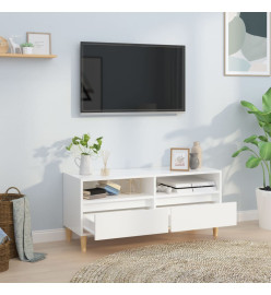 Meuble TV blanc brillant 100x34,5x44,5 cm bois d'ingénierie