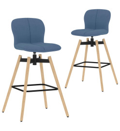 Chaises pivotantes de bar lot de 2 bleu tissu