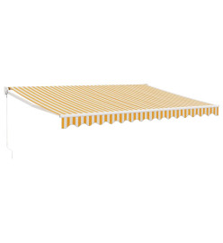 Auvent rétractable jaune et blanc 4,5x3 m tissu et aluminium