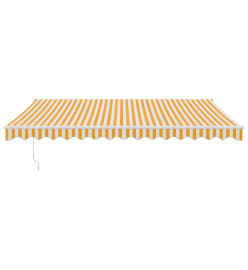 Auvent rétractable jaune et blanc 4,5x3 m tissu et aluminium