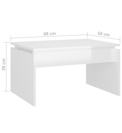 Table basse Blanc brillant 68x50x38 cm Aggloméré