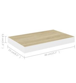 Étagère murale flottante Chêne et blanc 40x23x3,8 cm MDF