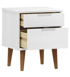 Table de chevet MOLDE Blanc 40x35x48 cm Bois de pin massif