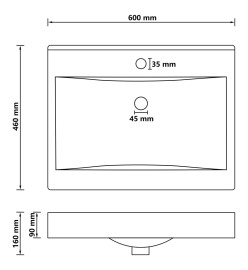 Lavabo avec trou de robinet Crème mat 60x46 cm Céramique