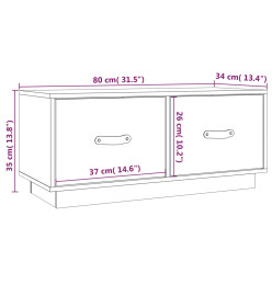 Meuble TV Blanc 80x34x35 cm Bois de pin massif