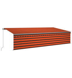 Auvent automatique store capteur de vent LED 6x3m Orange marron